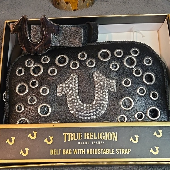 True Religion Black Belt Bag with Silver Accents Sz S/M main image 7